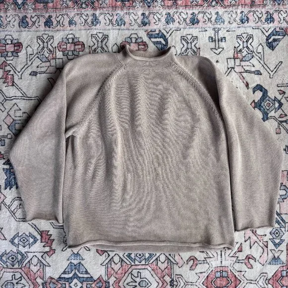 J. Crew 1988 Rollneck Sweater Beige 100% Cotton - size Large - Picture 1 of 7